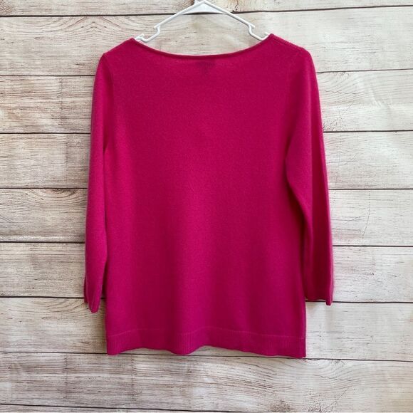 TALBOTS PURE‎ CASHMERE PULLOVER SWEATER IN HOT PINK - Picture 5 of 5